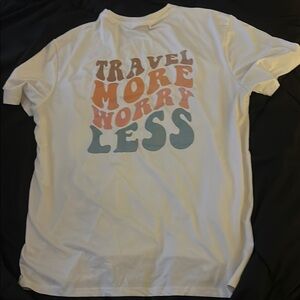 White Graphic Tee with Multicolor Print